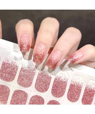 Semi Cured Gel Nails Strips 22 Stickers Nail Wraps Soft Self-Adhesive Gel Nail Stickers Salon-Quality Gel Nail Strips for Nails Manicure Nail Wraps UV/LED Lamp Required (94-The Prince's Rose)