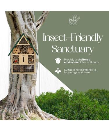 Pelle & Sol Eco-Friendly Bee House | Weather Resistant Hanging Bug Hotel for Bees, Butterflies & Insects | Bamboo Nesting Habitat for Kids | Garden Decor & Nature Gifts - Buy Online on SooperMarket.com