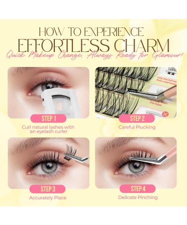 LASHVIEW Self Adhesive Lash Clusters - 60pcs DIY Eyelash Extension Kit | Press-on Lashes 10-16mm with Tweezers No Glue Needed for Natural Look - Buy Online on SooperMarket.com