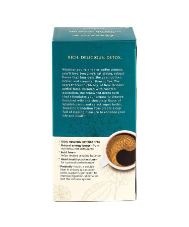 Teeccino Dandelion Coconut Herbal Tea | Caffeine-Free & Prebiotic | Detoxifying Dandelion Root | 25 Tea Bags | 25 Count Pack - Buy Online on SooperMarket.com