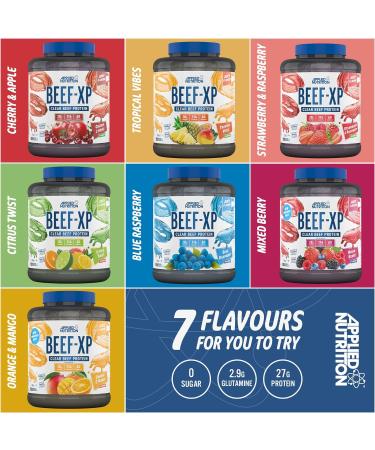 Applied Nutrition Beef XP 1.8kg - Clear Hydrolysed Beef Protein Isolate Fruit Juice Style - Dairy & Lactose Free Beef Protein Powder - Zero Sugar, Low Fat - Blue Raspberry Flavor - 60 Servings - Buy Online on SooperMarket.com