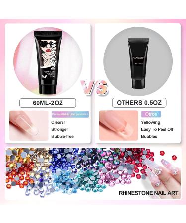 Morovan Poly Gel Nail Kit with UV Lamp - Clear Poly Nail Gel Kit with Glitter | 20 Nail Art Tools Included - Buy Online on SooperMarket.com