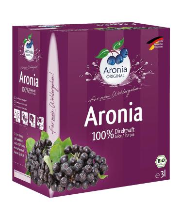 Aronia Original Bio Aronia Mother Juice from German cultivation |3 liters of bio direct juice from 100% aronia berries |Vegan without preservatives without added sugar (according to law) 3 l (1 Pack)