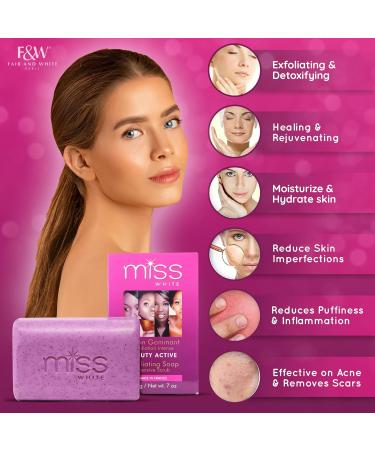 Fair & White Miss White Exfoliating Soap 7.7 oz - Skin Brightening Beauty Soap for Face, Knees & Body - Buy Online on SooperMarket.com