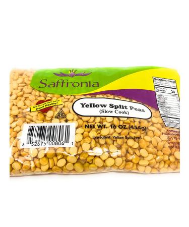 Saffronia Yellow Split Peas 16 oz, Pack of 2 | Ideal for Soups, Stews, and Salads | Rich in Iron, Zinc, and Phosphorus | Vegan, Gluten-Free, Kosher - Buy Online on SooperMarket.com