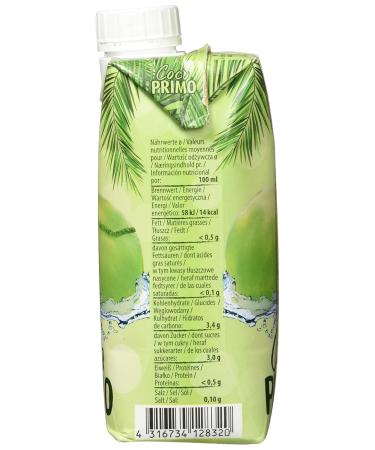 Coco Primo Coconut Water - Pure Refreshing Vegan Sports Drink | Low-Calorie Exotic Thirst Quencher (330 ml) - Buy Online on SooperMarket.com