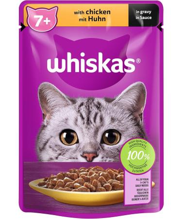 Whiskas 7+ Cat Food Poultry in Sauce - High-Quality Wet Food for Cats 7 Years & Older - 28 x 85g Portion Bags - Buy Online on SooperMarket.com