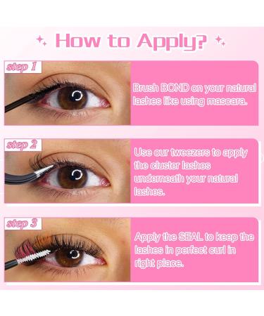 Lash Extension Kit - DIY Colored Lash Clusters | 6 Color Individual Lashes Bond & Seal Tweezers | EYDEVRO 8-16mm D Curl Rainbow Kit - Buy Online on SooperMarket.com