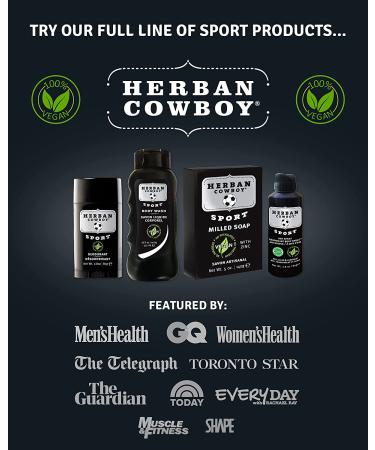 Herban Cowboy Milled Soap Sport 5 oz - Natural, Vegan & Refreshing Clean - Buy Online on SooperMarket.com