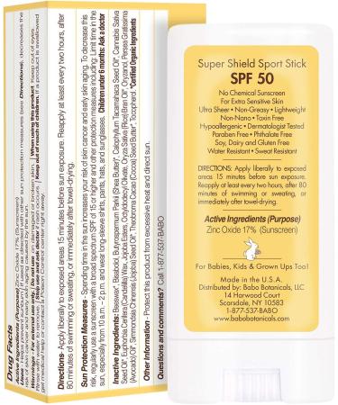 Babo Botanicals Super Shield Zinc Sport Stick SPF 50 - Organic, Fragrance-Free Sunscreen for Baby & Sensitive Skin (0.6 oz) - Buy Online on SooperMarket.com