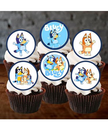 Blue Dog Cupcake Toppers (PRECUT Optional) #2 Edible Blue y Cake Topper Bluey Birthday Decorations Blue Family Edible Cake Topper Puppy Cake Decorations Blue y Party Decorations (PRECUT 12) 12 PRECUT - Buy Online on SooperMarket.com