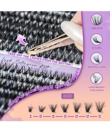 DIY Lash Extension Kit - Natural Wispy Lashes Waterproof 50D Clusters D Curl 8-16MM at Home - Buy Online on SooperMarket.com