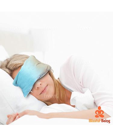 Blissful Being Lavender Eye Pillow - Hot/Cold Weighted Satin Eye Mask for Sleeping, Yoga, Meditation - Aqua with Minky Strap Cover - Gifts for Women, Birthday, Teachers - Buy Online on SooperMarket.com