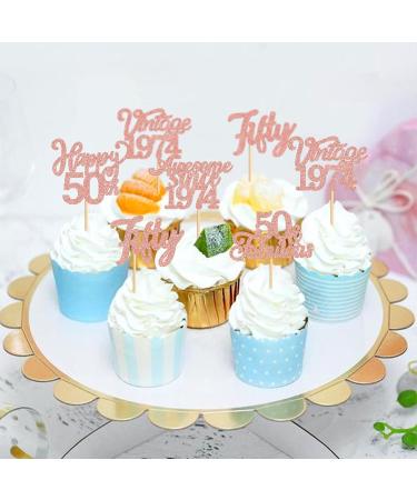 Cyodoos 25Pcs Vintage 1974 Cupcake Toppers Cheers to 50 Fabulous Fifty Cupcake Picks Decorations for 50 Years Birthday Anniversary Cake Decorations Supplies Rose gold Rose Gold 50 - Buy Online on SooperMarket.com