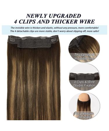 GOO GOO Balayage Chocolate Brown to Caramel Blonde Human Hair Extensions - 16 Inch Invisible Wire Hairpiece - Buy Online on SooperMarket.com