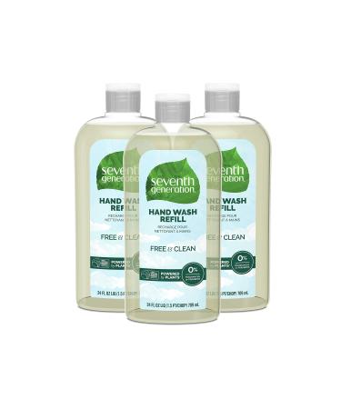 Seventh Generation Hand Soap Refill, Free & Clear Unscented, 24 oz, 3 Count (Pack of 1) (Packaging May Vary)