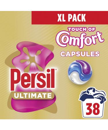 Persil Ultimate Touch of Comfort Washing Capsules laundry capsules in recyclable plastic-free packaging* for 14 days of uplifting fragrance 38 washes