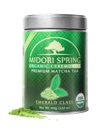 Midori Spring Organic Authentic Japanese Ceremonial Matcha Powder Radiation Free, USDA Organic, Kosher, Vegan Matcha 3.52 Ounce (Pack of 1)
