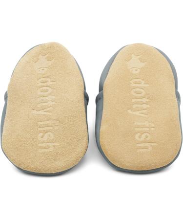 Dotty Fish Soft Leather Baby Shoes for Boys | Non Slip Toddler Shoes | Animal Designs for Boys and Girls | Grey Elephant | 0-6 Months - 4-5 Years - Buy Online on SooperMarket.com