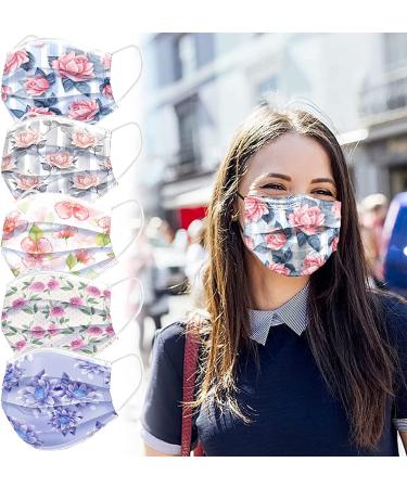 Happy Mother's Day Flower Disposable Masks - 50 Pcs 3-Ply Nonwoven Breathable & Comfortable Gifts for Women Mom - Multicolored 50 Count - Buy Online on SooperMarket.com