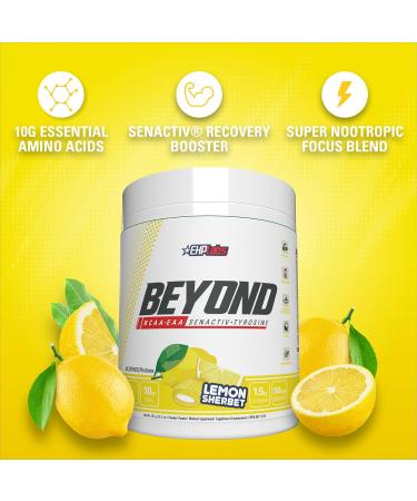 EHP Labs Beyond BCAA Powder Amino Acids Supplement for Muscle Recovery - 8g of Sugar Free BCAAs Amino Acids Post Workout Recovery Powder & 10g of EAA Amino Acids Powder - 60 Servings (Lemon Sherbet) - Buy Online on SooperMarket.com