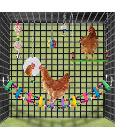 10PCS Chicken Toys: Xylophone, Bridge Swing, Pecking, Mirror, Vegetable Feeder for Hens - Buy Online on SooperMarket.com