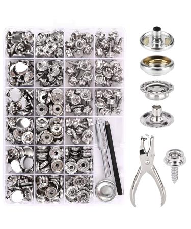Canvas Snap Kit CENOZ Marine Grade Stainless Steel Snaps Screw Snaps Boat Cover Snaps Carpet snap kit with Setting Tool for Boat Cover Furniture (silver-314PCS)