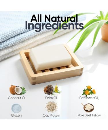 Beef Tallow Soap Bar - All-Natural Unscented Grass-Fed Tallow Soap for Moisturizing Face & Body - Ideal for Eczema & Sensitive Skin - Handcrafted in the USA - Buy Online on SooperMarket.com