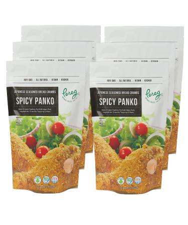 Pereg Spicy Panko Bread Crumbs - (9 Oz x 6 Pack) - Breadcrumbs with Hot Spicy Flavor  Best for Coating & Stuffing - Schnitzel, Seafood, Poultry, Vegetables, Meatballs