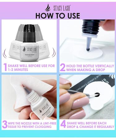 Stacy Lash Volume Eyelash Extension Glue 0.17 fl.oz - 3 Sec Dry Time - 6 Weeks Retention - Professional Grade Black Adhesive for Semi-Permanent Extensions - Latex Free - Buy Online on SooperMarket.com