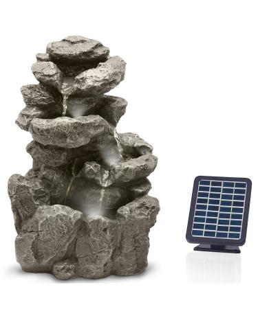 Solar Garden Fountain for Outdoor with LED Lighting - Real Waterfall Rock Fountain Vintage Garden Fountain Large for Outdoor Garden Decoration - Garden Pond Decoration Bird Bath - Outdoor (Yosemite Yosemite Fall - Green