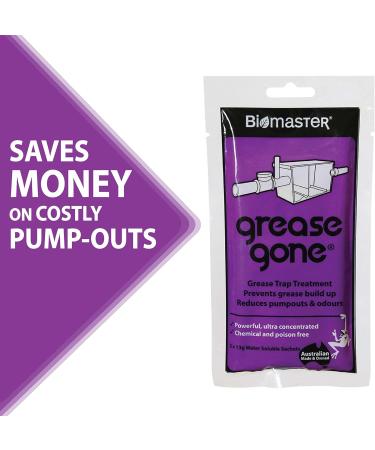 Grease Gone Grease Trap Cleaner - Dissolves Fat Oil & Grease Reduces Odors - 2 Soluble Sachets for Effective Treatment - Buy Online on SooperMarket.com