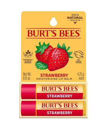 Burt's Bees Strawberry Lip Balm 2 Pack - 100% Natural Moisturizing Lip Care - Buy Online on SooperMarket.com