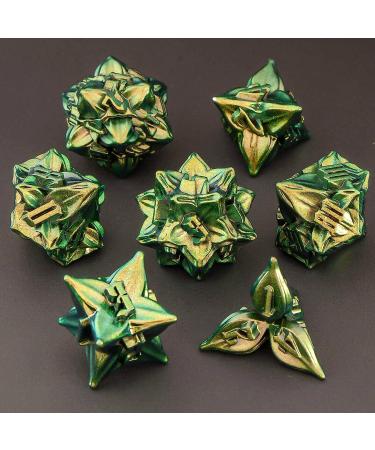 KERWELLSI Metal Dice Set - Unique Leaf Design D&D Dice with Cool Box | Handmade Polyhedral Dice for RPG Games - Buy Online on SooperMarket.com