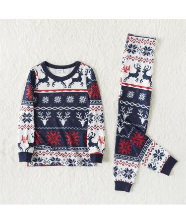 PatPat Family Christmas PJs Matching Sets - Reindeer & Snowflake Patterned Sleepwear for Couples & Kids (8-9 Years) - Royal Blue - Buy Online on SooperMarket.com
