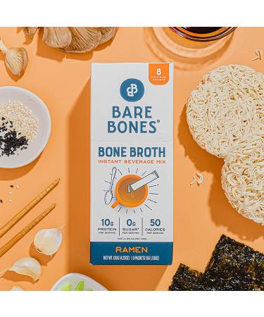 Bare Bones Bone Broth Ramen Instant Powdered Mix 8 Count - 10g Protein, Keto & Paleo Friendly, Non-GMO, Gluten-Free, Dairy-Free - Buy Online on SooperMarket.com