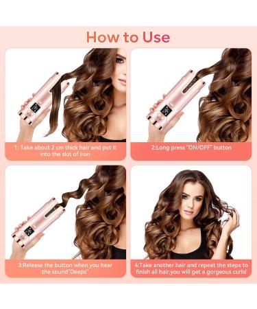 Upgraded Cordless Automatic Curling Iron - Portable Hair Curler with 6 Temperatures & Timers 5000mAh Rechargeable Battery - Buy Online on SooperMarket.com
