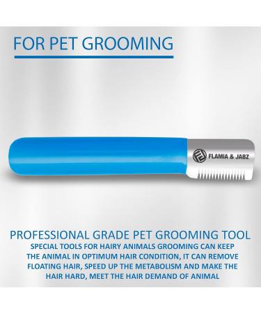 FLAMIA & JABZ Medium Dog Stripping Knife - Right-Handed Stainless Steel & Comfortable Plastic Handle for Grooming - Buy Online on SooperMarket.com