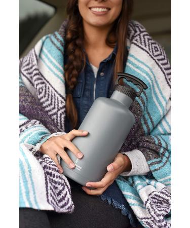 FIFTY-FIFTY 64oz Stainless Steel Growler Water Bottle, Navy - Double Wall Vacuum Insulated with 3 Finger Cap - Buy Online on SooperMarket.com