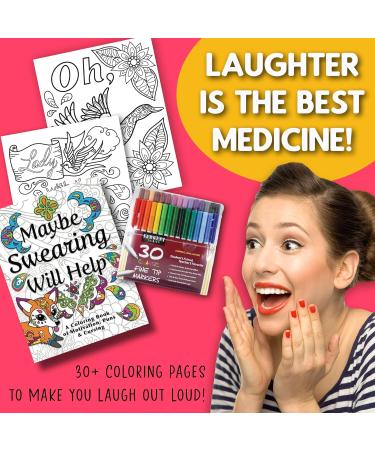 Color Cuss & Laugh Your Way to Less Stress: Swear Word Adult Coloring Book Set with 30 Markers - Fun & Relaxing Anxiety Relief - Buy Online on SooperMarket.com