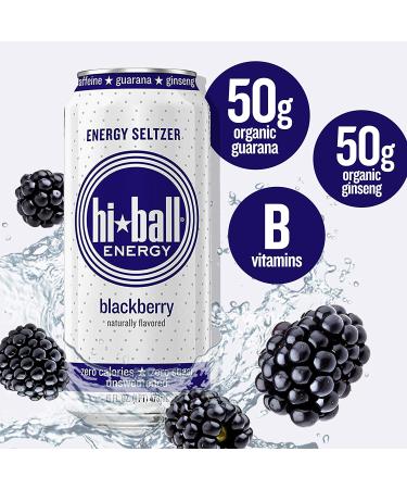 Hiball Clean Energy Seltzer Water - Caffeinated Sparkling Water with Vitamin B12 & B6 - Sugar Free - 8 Pack (16 Fl Oz each) - Blackberry Flavor - Buy Online on SooperMarket.com