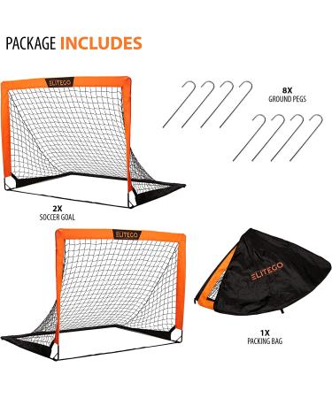 EliteGo Kids Soccer Goals Set of 2 - 4' x 3' Backyard Soccer Net in Orange - Buy Online on SooperMarket.com