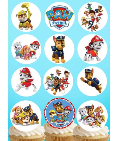 Pre-Cut Paw Patrol 1A Edible Stand up Wafer Paper Cupcake Toppers Cake Decorations Birthday Party Dogs Puppies (12)
