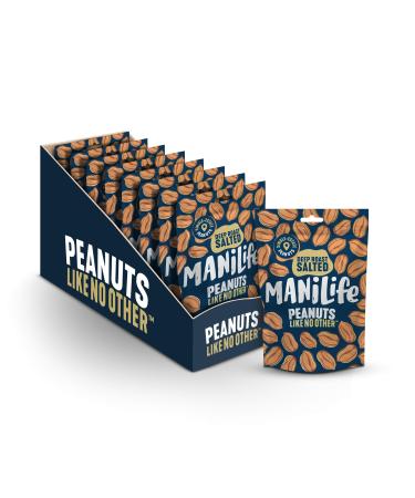Manilife - Peanuts Salted Deep Roasted Nuts (75g x 8 Pouches) Vegan High Protein Planet-based Snacking