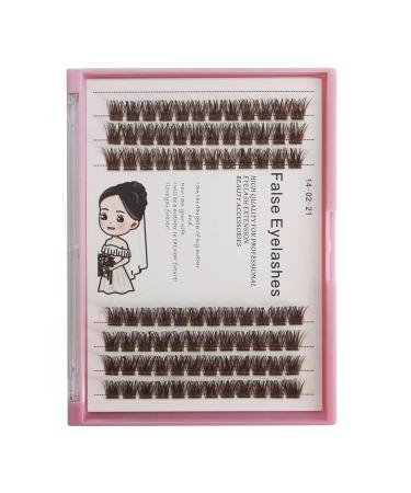 Bodermincer D Curl Brown Cluster Wide Cluster Eyelash Extension Natural 3D Russian Volume Faux Eyelashes Individual Lashes Makeup (14MM)