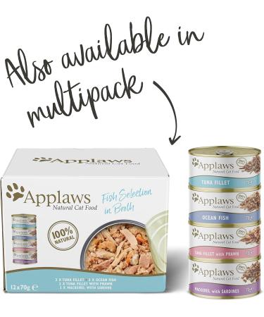 Buy Applaws 100% Natural Grain Free Wet Cat Food - Tuna Fillet in Broth 70g Tin (Pack of 24) - Premium International Shipping - Buy Online on SooperMarket.com