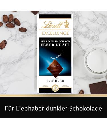 Lindt Excellence Dark Chocolate with Sea Salt - Intense Cocoa Flavor 100g | Premium International Shipping - Buy Online on SooperMarket.com