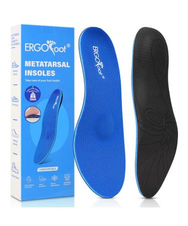 ERGOfoot Metatarsalgia Insoles Plantar Fasciitis Insoles with Arch Supports Heavy Duty Support Inserts 300lbs+ Wide Feet Relieve Metatarsalgia Flat Feet High Arch Ball of Foot Foot Pain (S: M 5-6.5 | W 7-8.5)--255mm