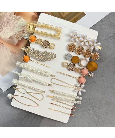 Meihayi 20 PCS Pearl Hair Clips Set - Fashion Acrylic Resin Barrettes for Women - Stylish Hairpins for Party & Wedding Styling - Buy Online on SooperMarket.com