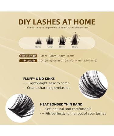 D Curl 120 Clusters Wide Stem Cluster Lashes 10-16mm Length - DIY Eyelash Extensions for Soft Fluffy Look - 10mm-16mm Mix - Buy Online on SooperMarket.com